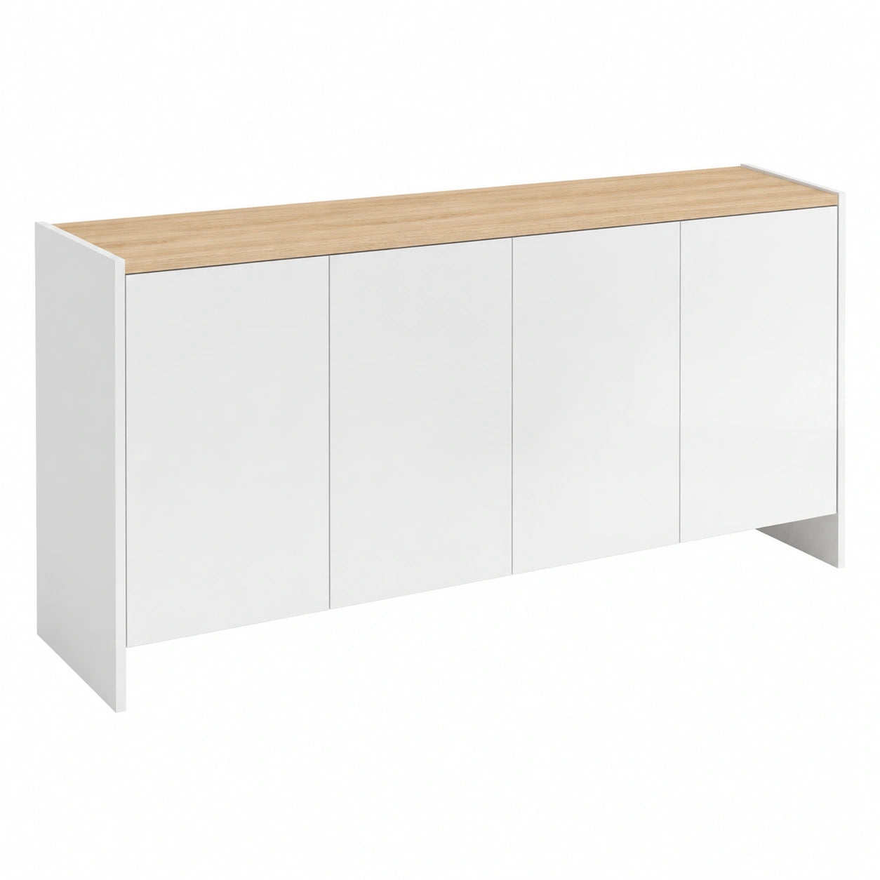Credenza Britney 138 cm Bianco Opaco e Rovere Naturale con Tre Ante