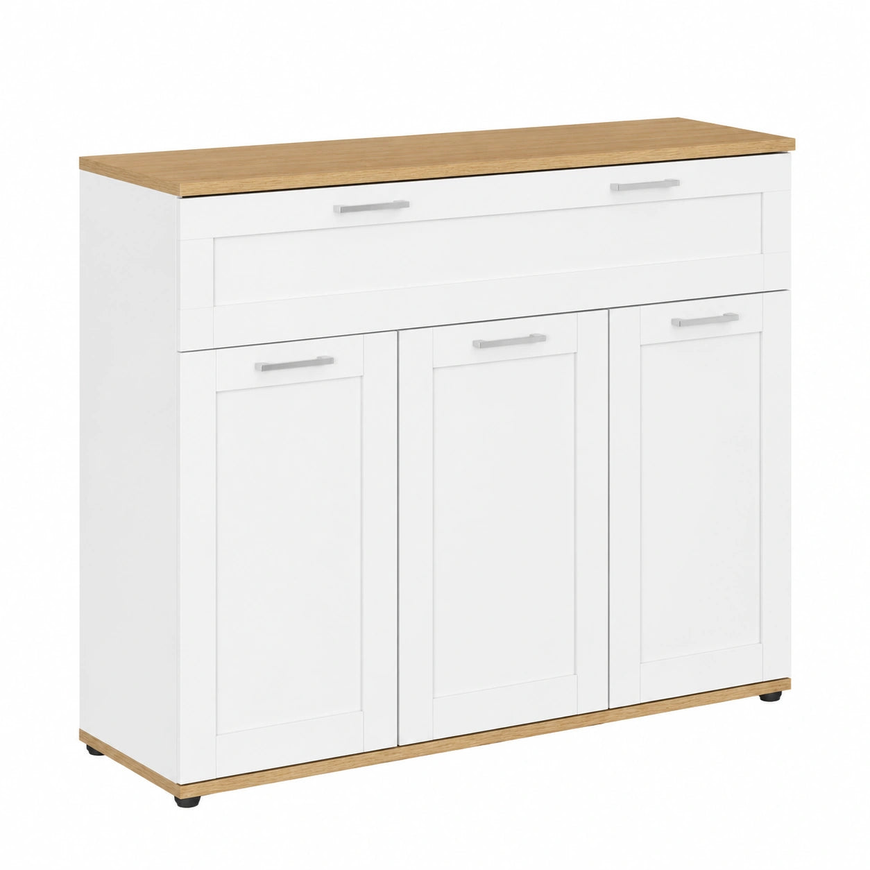 IDMarket - Mobile VITO 100 cm con 3 ante e 1 cassetto, bianco e piano in legno