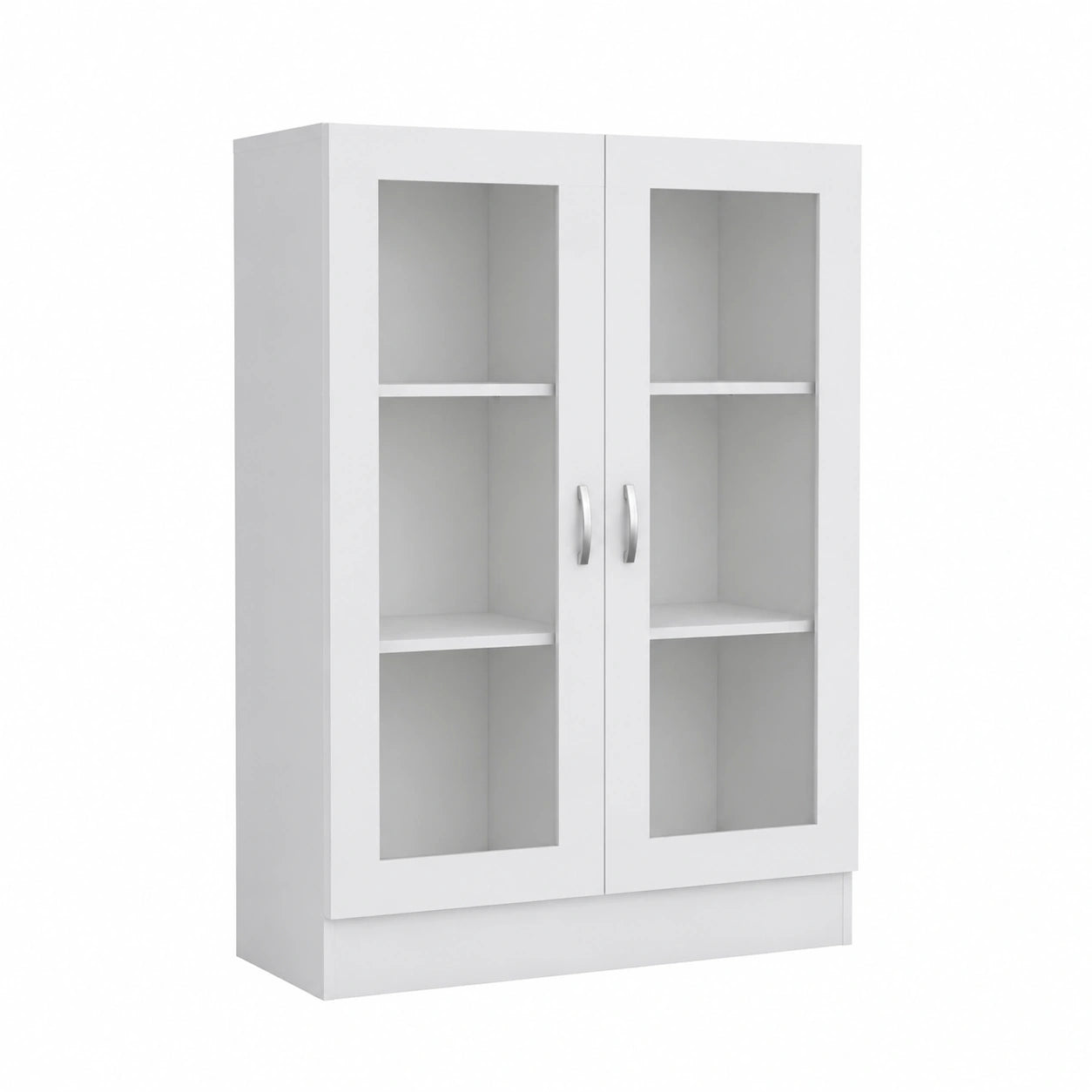 Credenza Moderna Bianca in Legno, Vetrina Alta per Soggiorno, Armadietto Ingresso 82,5x30,5x115 cm