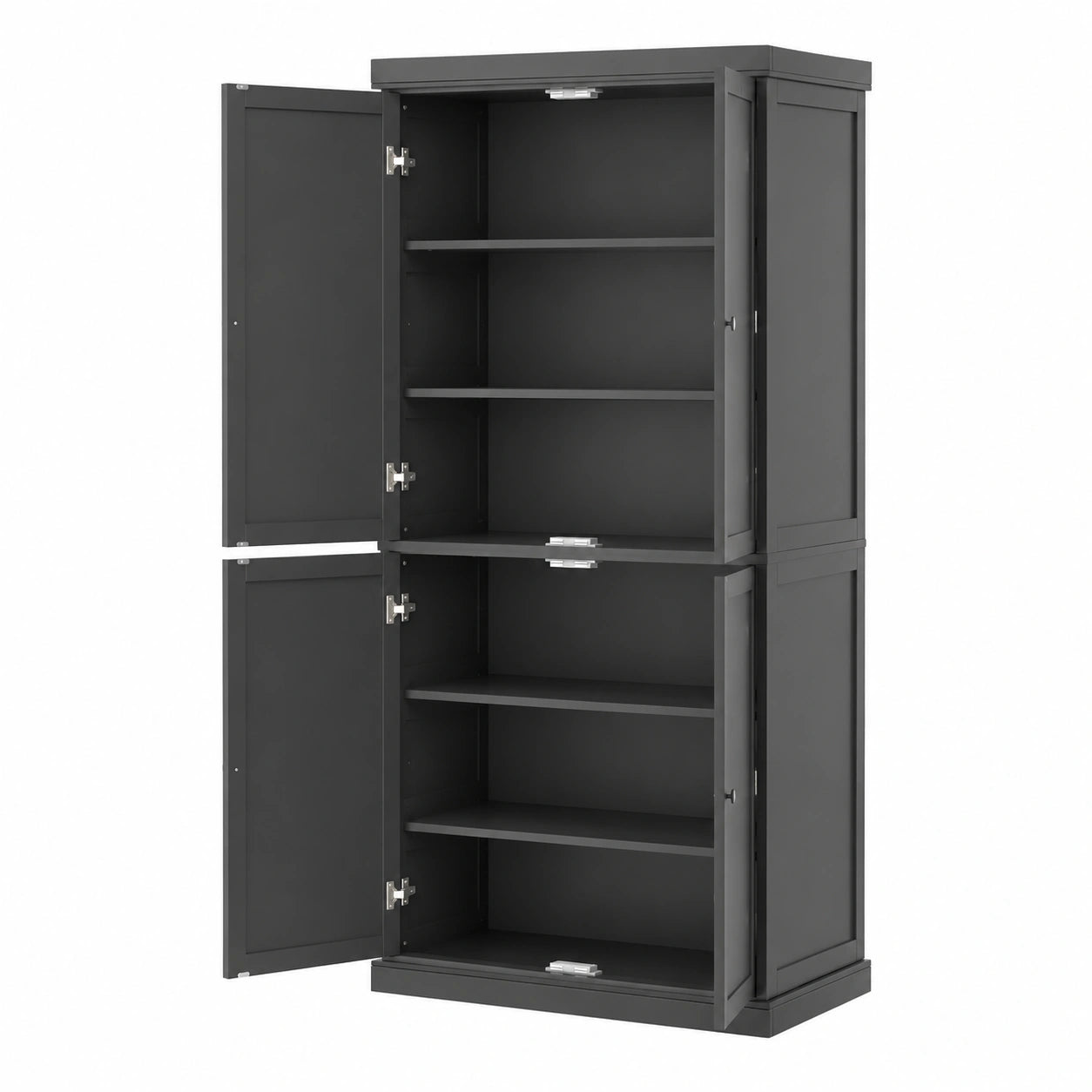 Credenza da Cucina Moderna in Legno Nero con Ripiani Regolabili