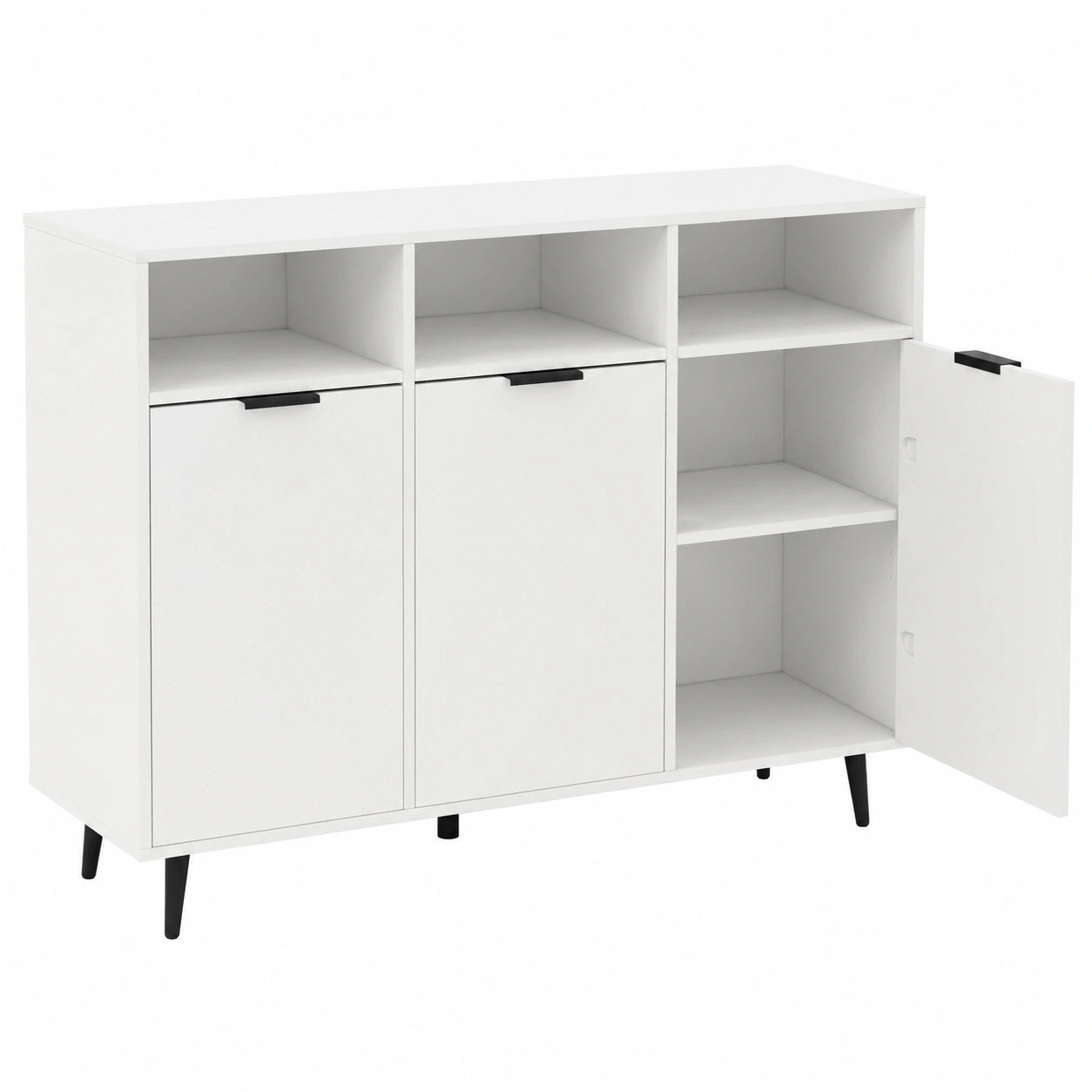 COSTWAY Mobile Buffet Cucina con Ante e Ripiani Regolabili, Credenza Moderna per Salotto, 120x40x90cm, Bianco