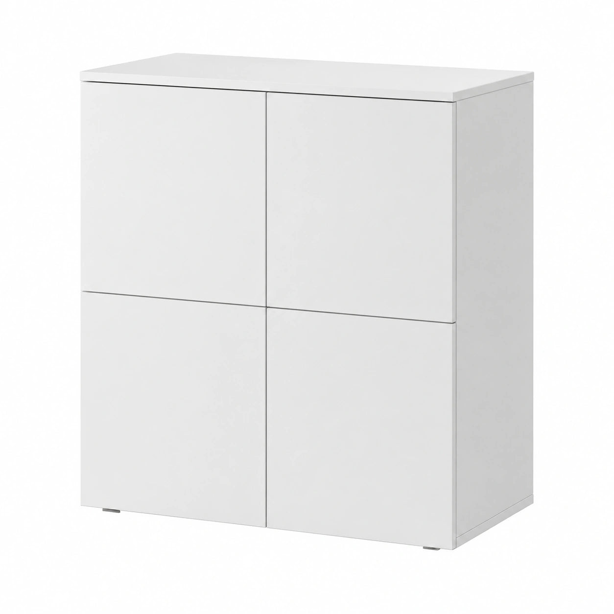 Credenza Moderna in Legno Bianco con 4 Ante Soft-Close, Mobile per Soggiorno e Ingresso