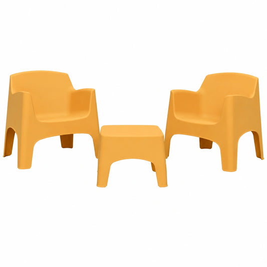 Set Mobili da Esterno IBIZA: 2 Sedie Impilabili e Tavolino in Polipropilene, Design Moderno, Made in Italy (Giallo Senape)