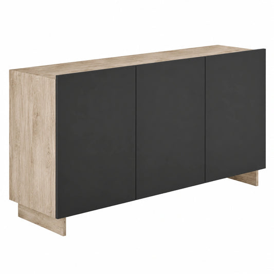 Credenza Moderna a 3 Ante in Legno Nero, 150x40x76 cm - Milani Home