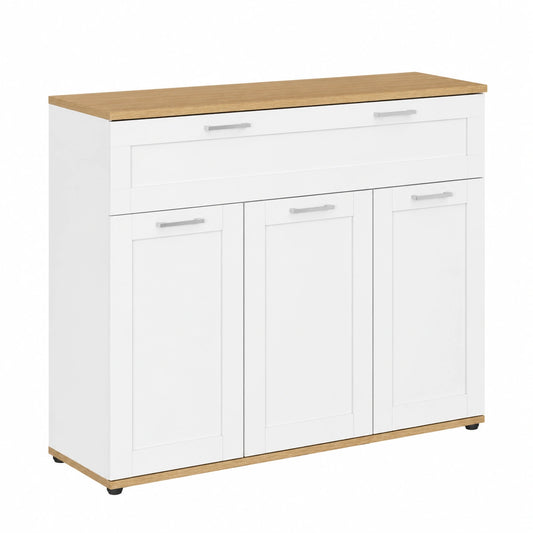 IDMarket - Mobile VITO 100 cm con 3 ante e 1 cassetto, bianco e piano in legno