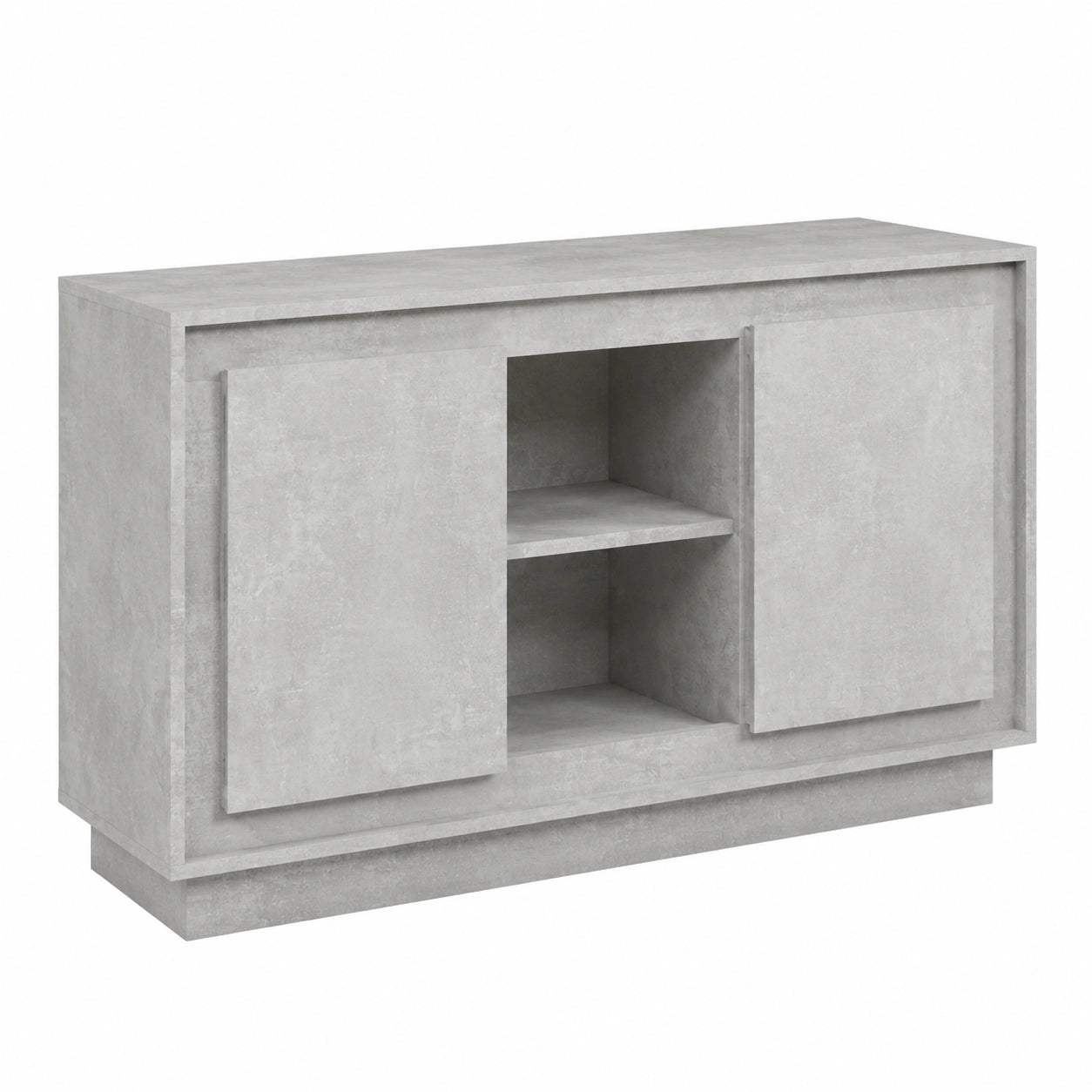 Credenza in Legno Cemento Grigio per Cucina e Soggiorno, 102x35x60 cm