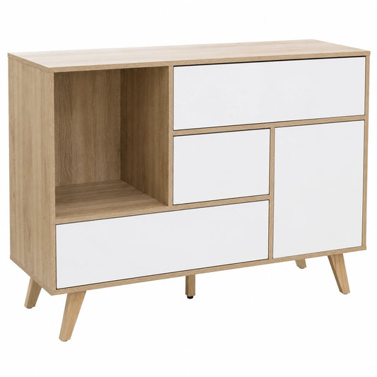 Credenza Moderna Milani Home con Design Elegante, Tre Cassetti e Anta per Salotto, 119x39,5x85,6 cm