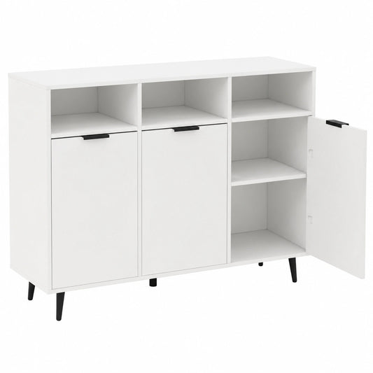 COSTWAY Mobile Buffet Cucina con Ante e Ripiani Regolabili, Credenza Moderna per Salotto, 120x40x90cm, Bianco