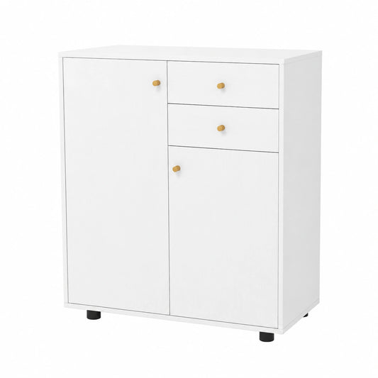 Credenza da Cucina Bianca con Cassetti e Ripiani Regolabili