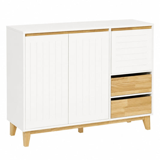 SoBuy Mobile da Cucina con Ripiani, Credenza Bassa con Ante Scorrevoli, Mobile TV, 120x40x90cm, FSB75-WN