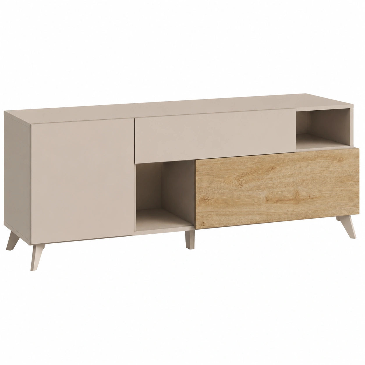 Mobile TV Contemporaneo con Ante e Cassetti - Fabbricato in Italia - Collezione Riviera per Soggiorno o Ingresso (Cashmere/Kadiz, 180 cm)