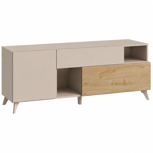 Mobile TV Contemporaneo con Ante e Cassetti - Fabbricato in Italia - Collezione Riviera per Soggiorno o Ingresso (Cashmere/Kadiz, 180 cm)