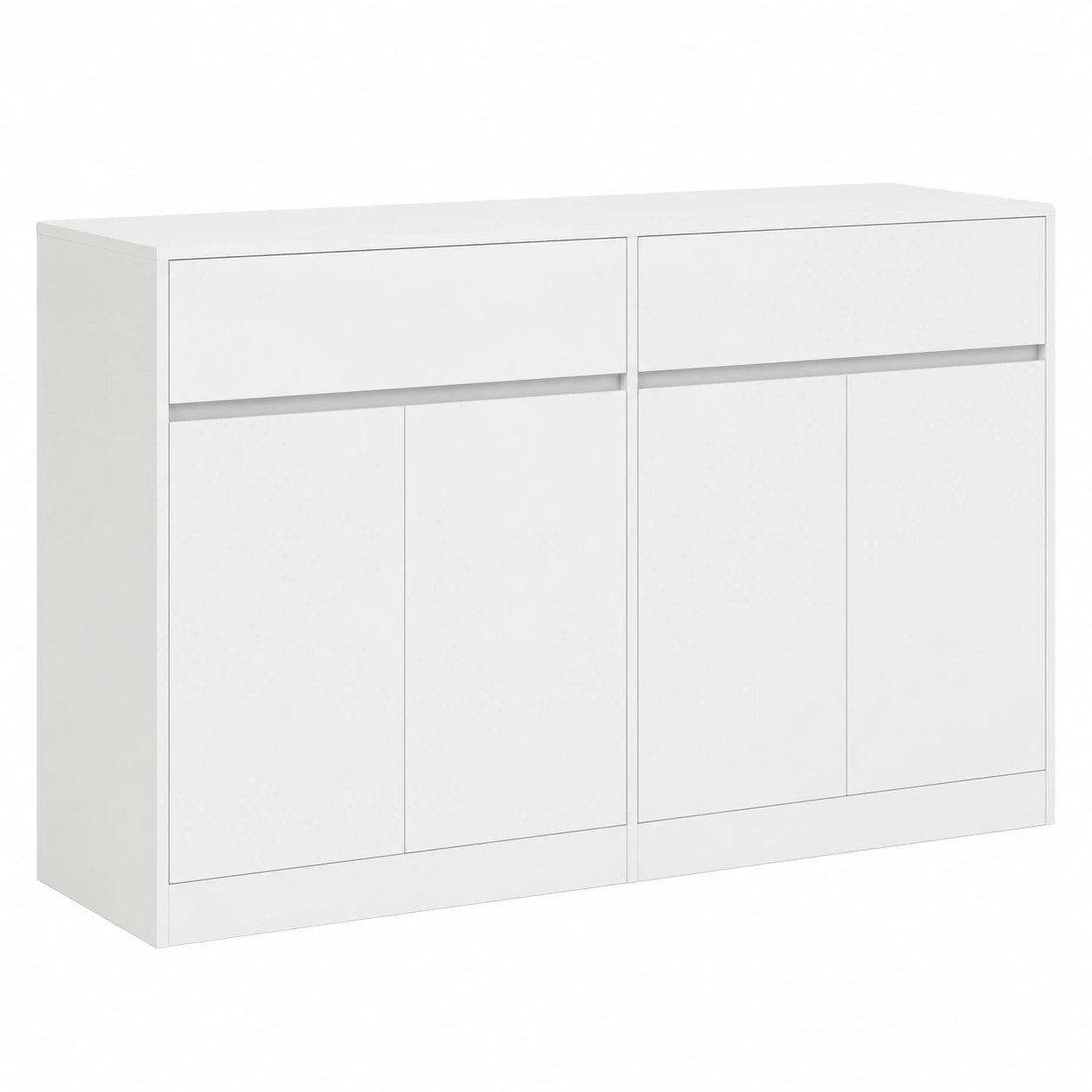 Credenza Cucina 140 cm con Piano Lavoro e Presa Elettrica, 4 Ante e 2 Cassetti