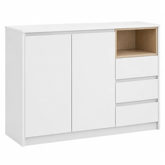 VASAGLE Credenza KAILYN, Mobile da Cucina con Ripiani e Cassetti, 40 x 103,3 x 74,5 cm, Bianco Nuvola