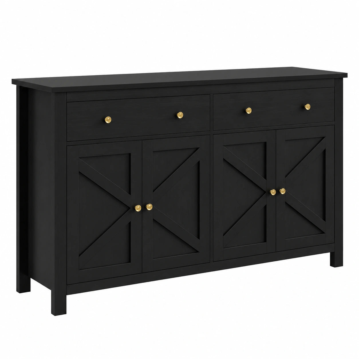 Mobile Credenza Moderna con Cassetti e Ante Regolabili, 140 cm, Nero