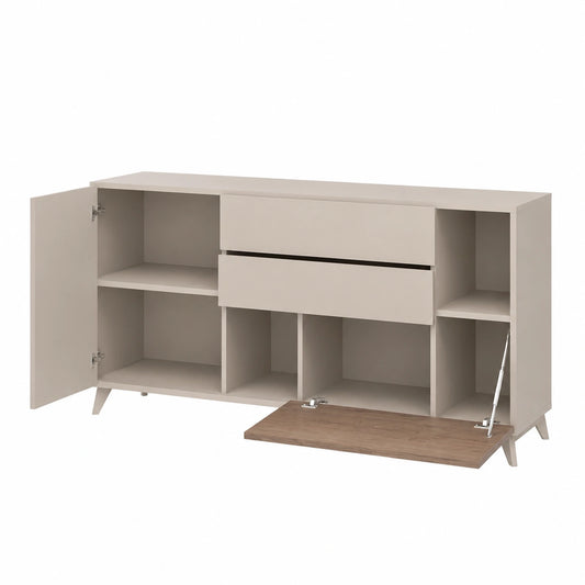 Credenza Moderna Monaco in Legno, 1 Anta, 2 Cassetti e 2 Vani, 181x94x42 cm, Made in Italy