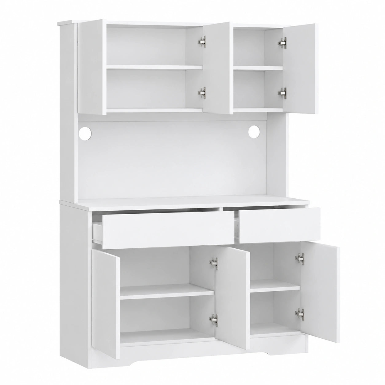 Armadio Cucina HOMCOM con 6 Ante e Ripiani Regolabili, Mobile Dispensa con Passacavi e Spazio Microonde, 100x38x180 cm, Bianco